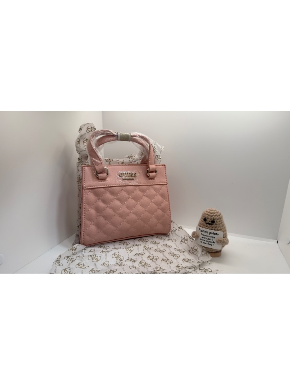 GUESS Taylor Mini Crossbody NEW WITH TAG Blush Pink Quilt Purse Bag Handbag